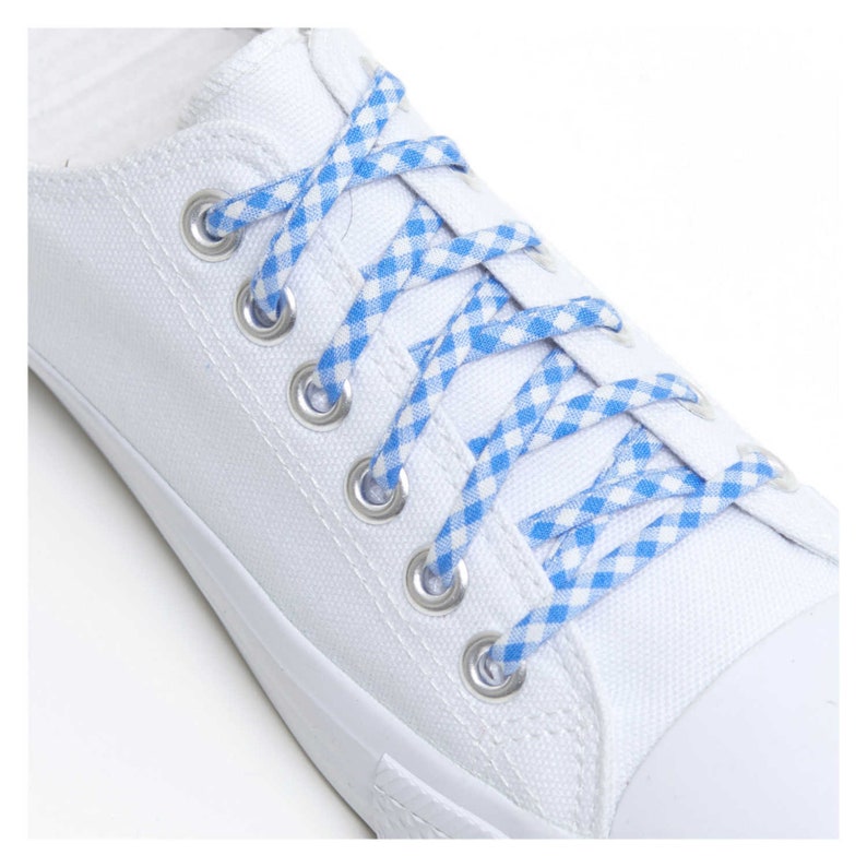 Shoelaces Blue and White Checker. Shoe Laces Made From Fabric Etsy
