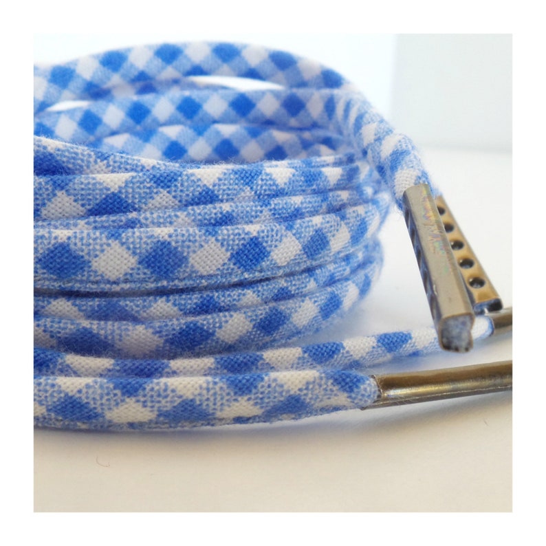 Shoelaces Blue and White Checker. Shoe Laces Made From Fabric Etsy