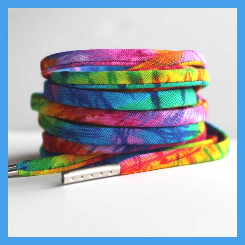 Tie Dye Shoelaces with Metal Tips Rainbow Shoe Laces Etsy