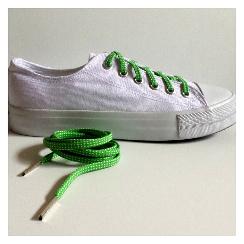 Shoelaces Green Polka Dots Shoe Laces Great on Converse Etsy