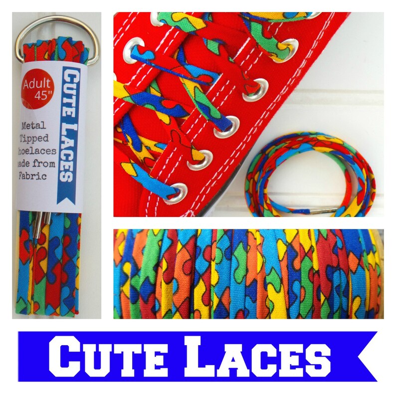 Jigsaw Puzzle Shoelaces Autism Awareness Metal Tipped Shoe Etsy