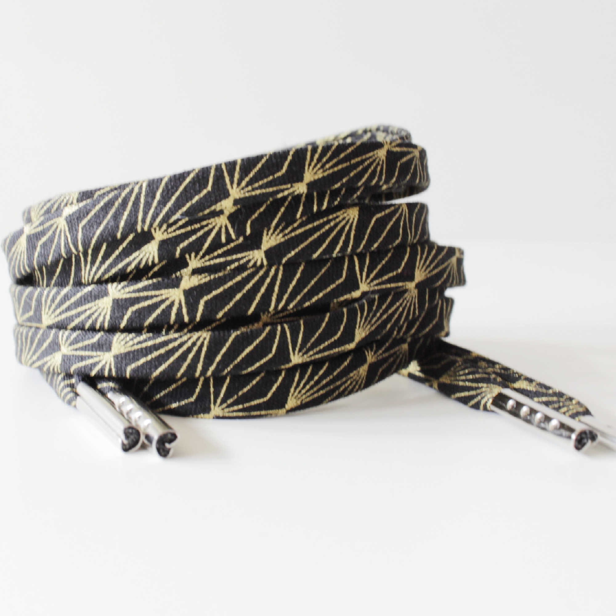 Shoelaces Black and Gold Shoe laces Various Lengths Etsy