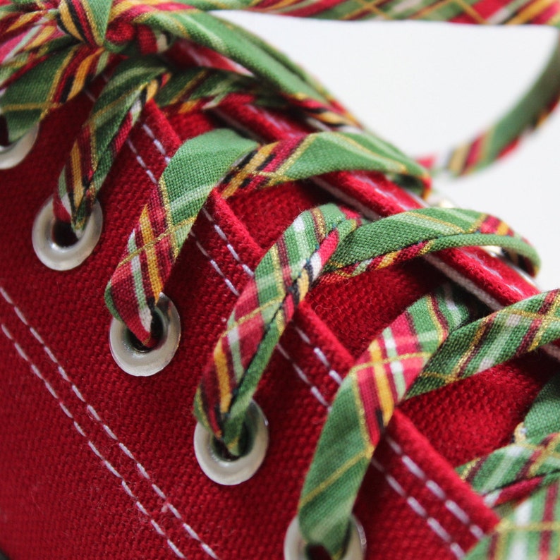 Holiday Shoelaces Traditional Green & Red Plaid Christmas Etsy