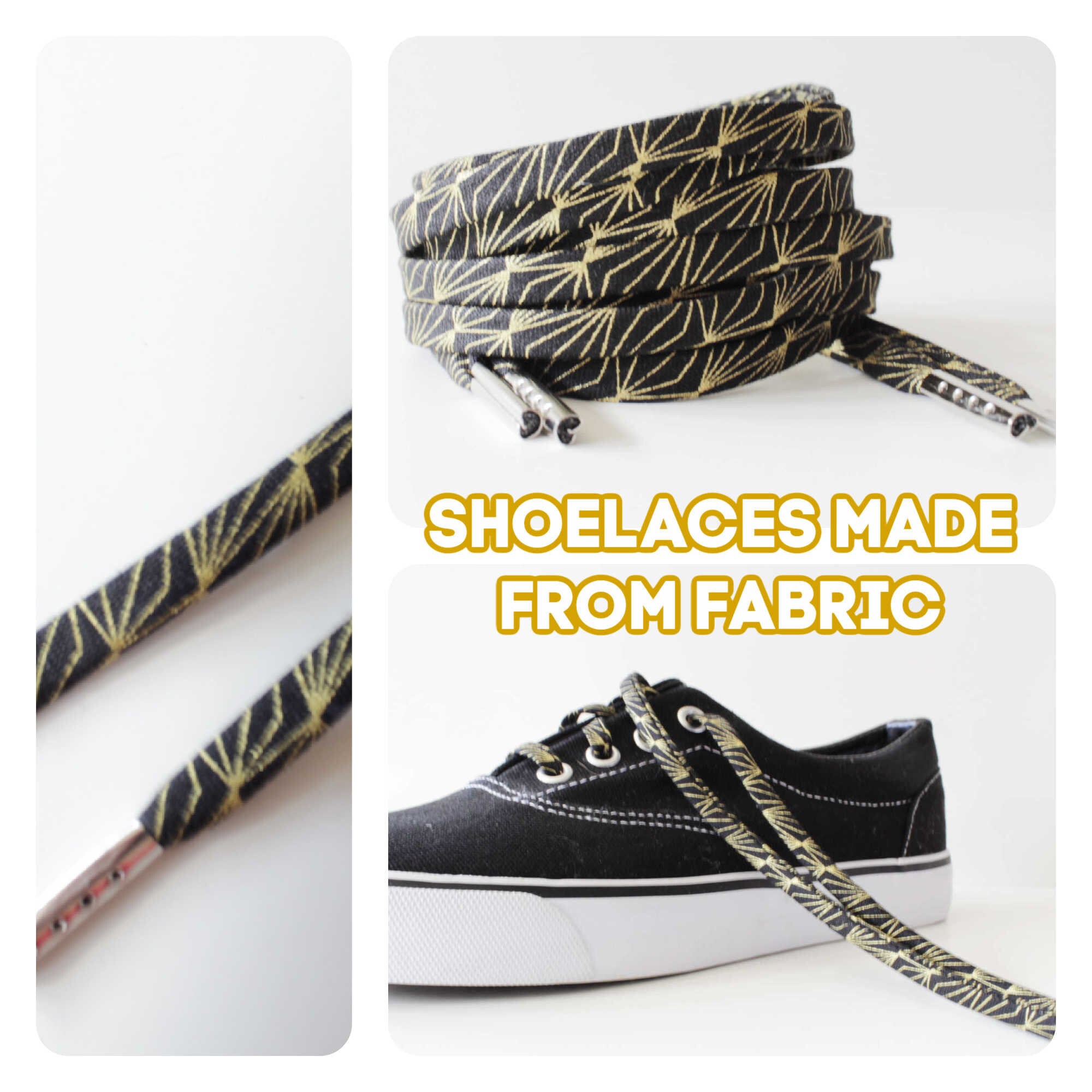Shoelaces Black and Gold Shoe laces Various Lengths Etsy