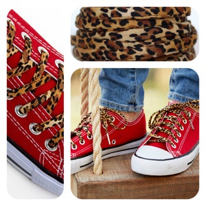 Shoelaces with Leopard Prints . Cheetah Pattern Shoestrings. Perfect for Converse and Vans. Animal Print Laces