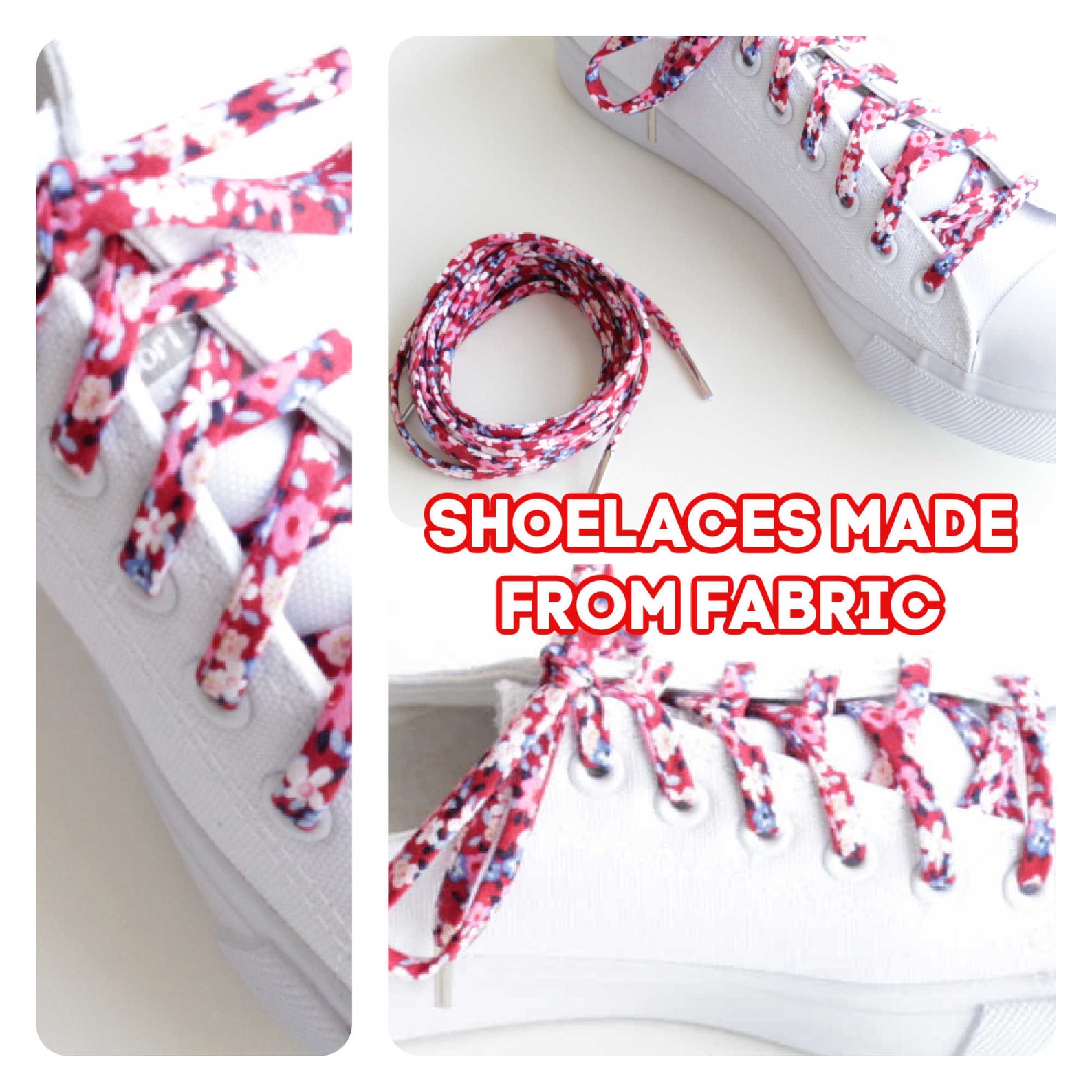 Shoelaces Floral Metal Tipped Shoe Laces Flowers Blue Etsy