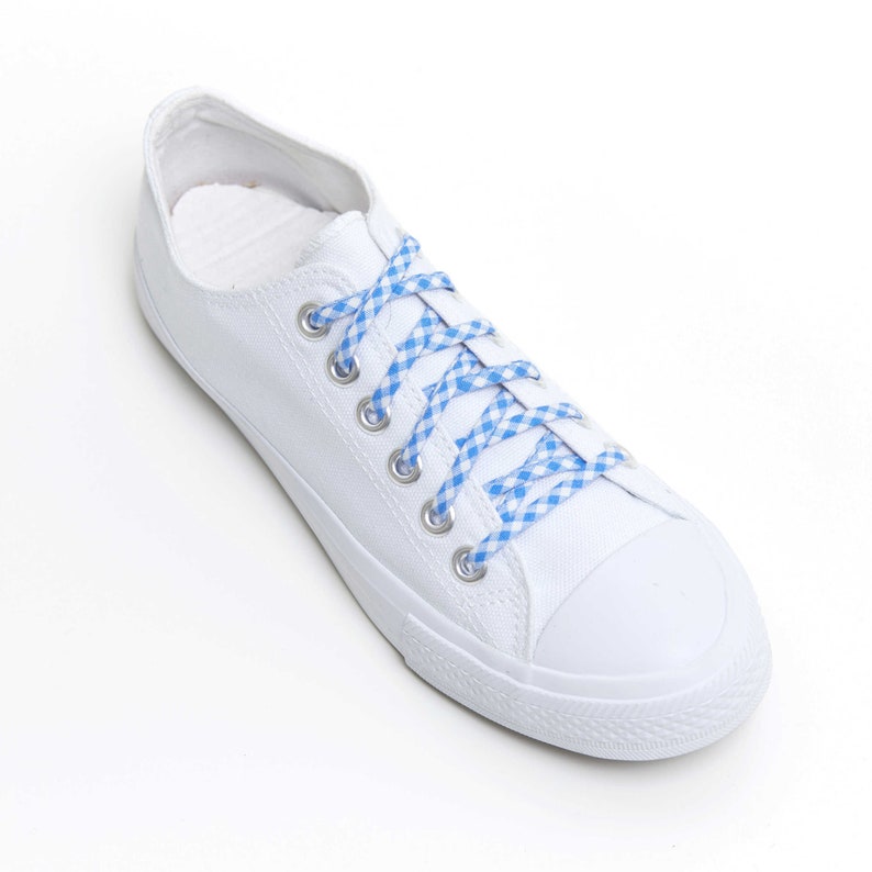 Shoelaces Blue and White Checker. Shoe Laces Made From Fabric Etsy