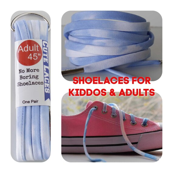 Shoelaces Blue Sky With Fluffy Clouds Fabric With Metal Tips Ombre