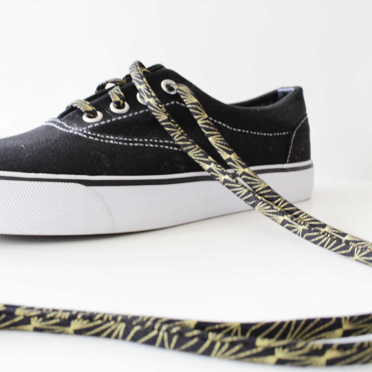 Shoelaces Black and Gold Shoe laces Various Lengths Etsy