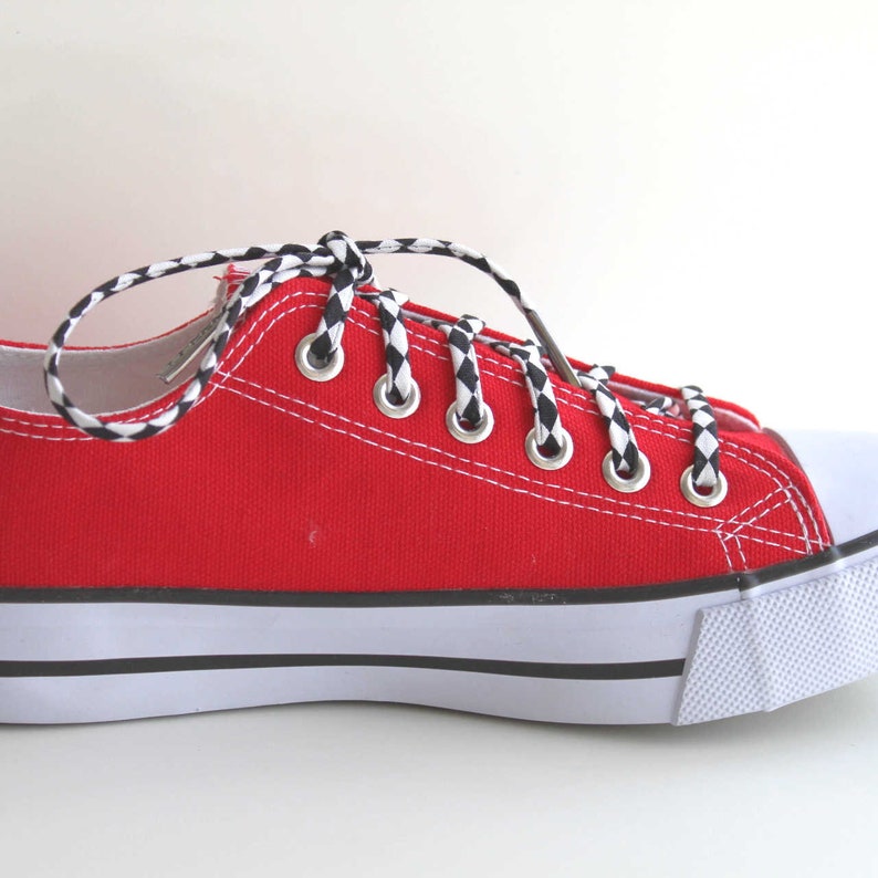 black and white checkered shoelaces