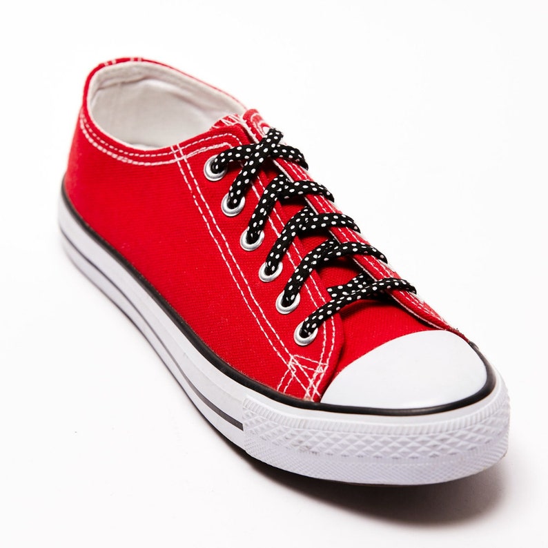 Shoelaces with Black and White Polka Dots. Shoestrings for Etsy