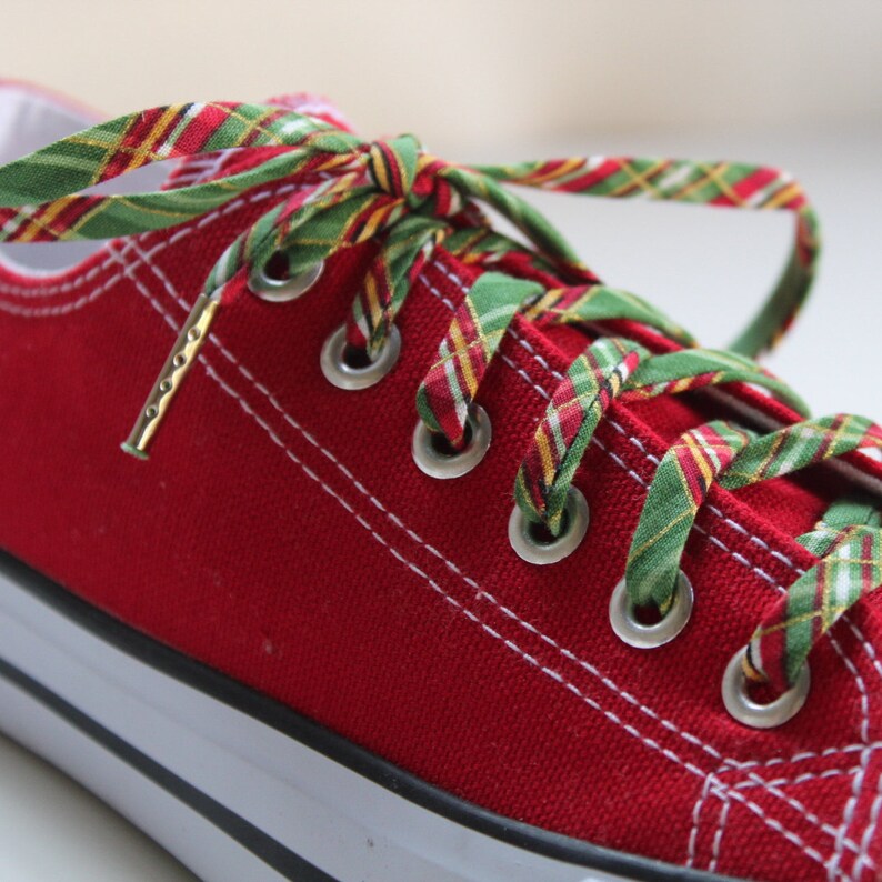 Holiday Shoelaces Traditional Green & Red Plaid Christmas Etsy