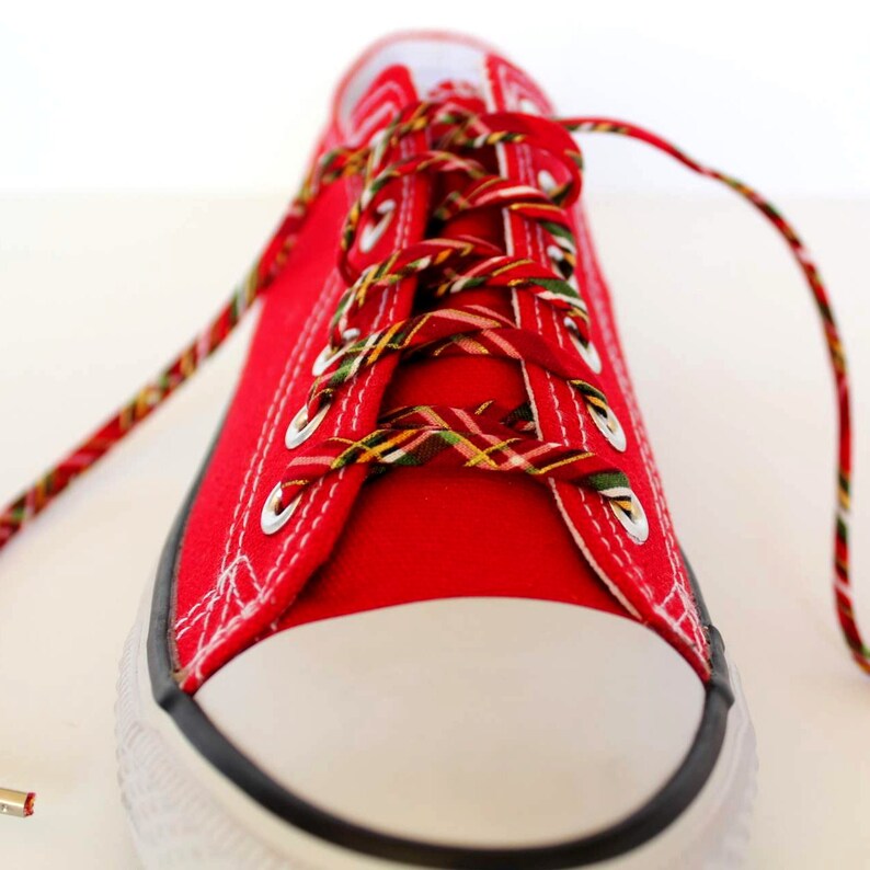 Holiday Shoelaces Traditional Red Plaid Christmas Tartan Etsy