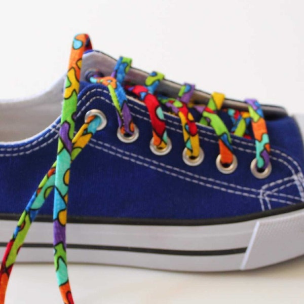 Jigsaw Puzzle Shoelaces - Autism Awareness - Metal Tipped Shoe Laces - Great for Converse and Vans