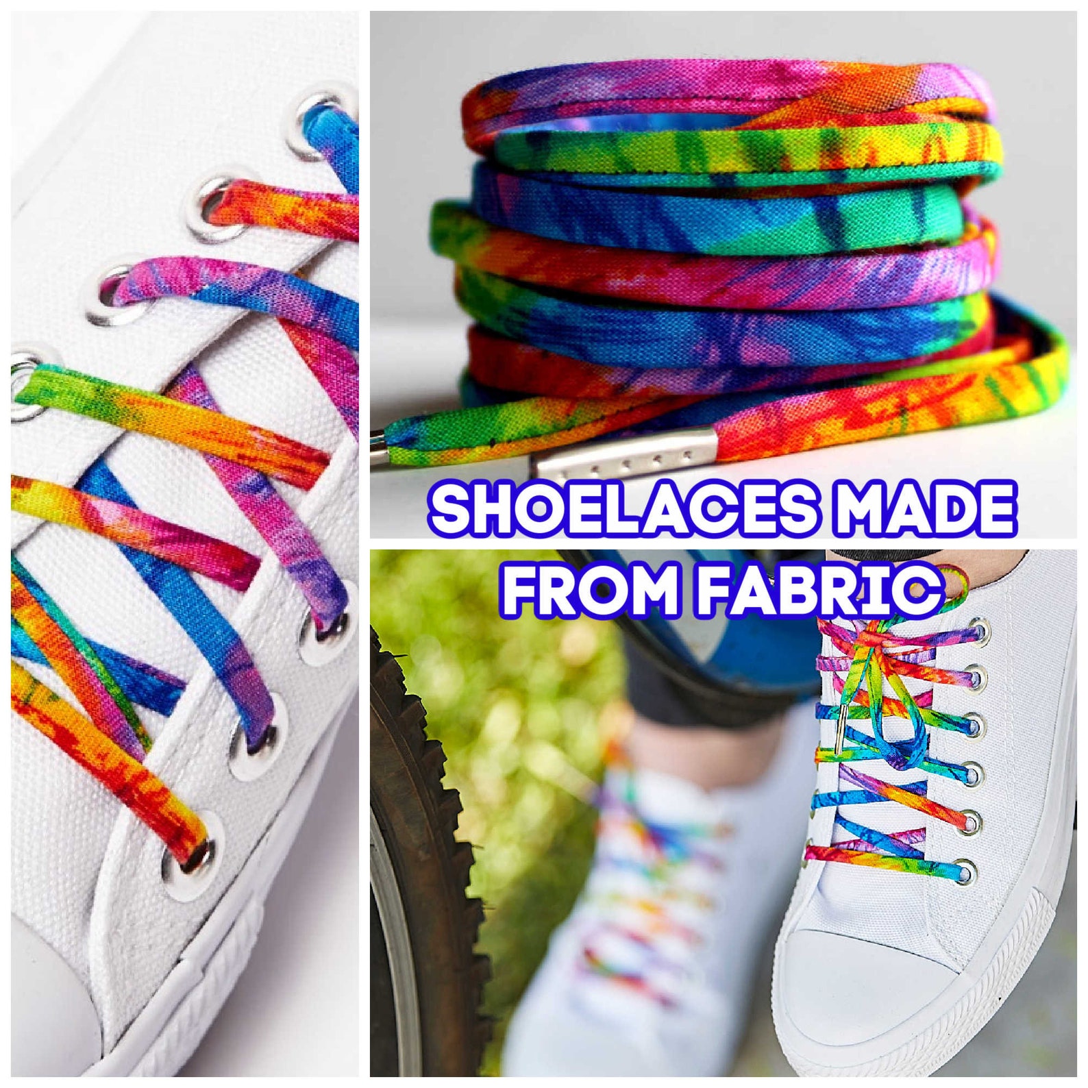 Tie Dye Shoelaces With Metal Tips Rainbow Shoe Laces Etsy