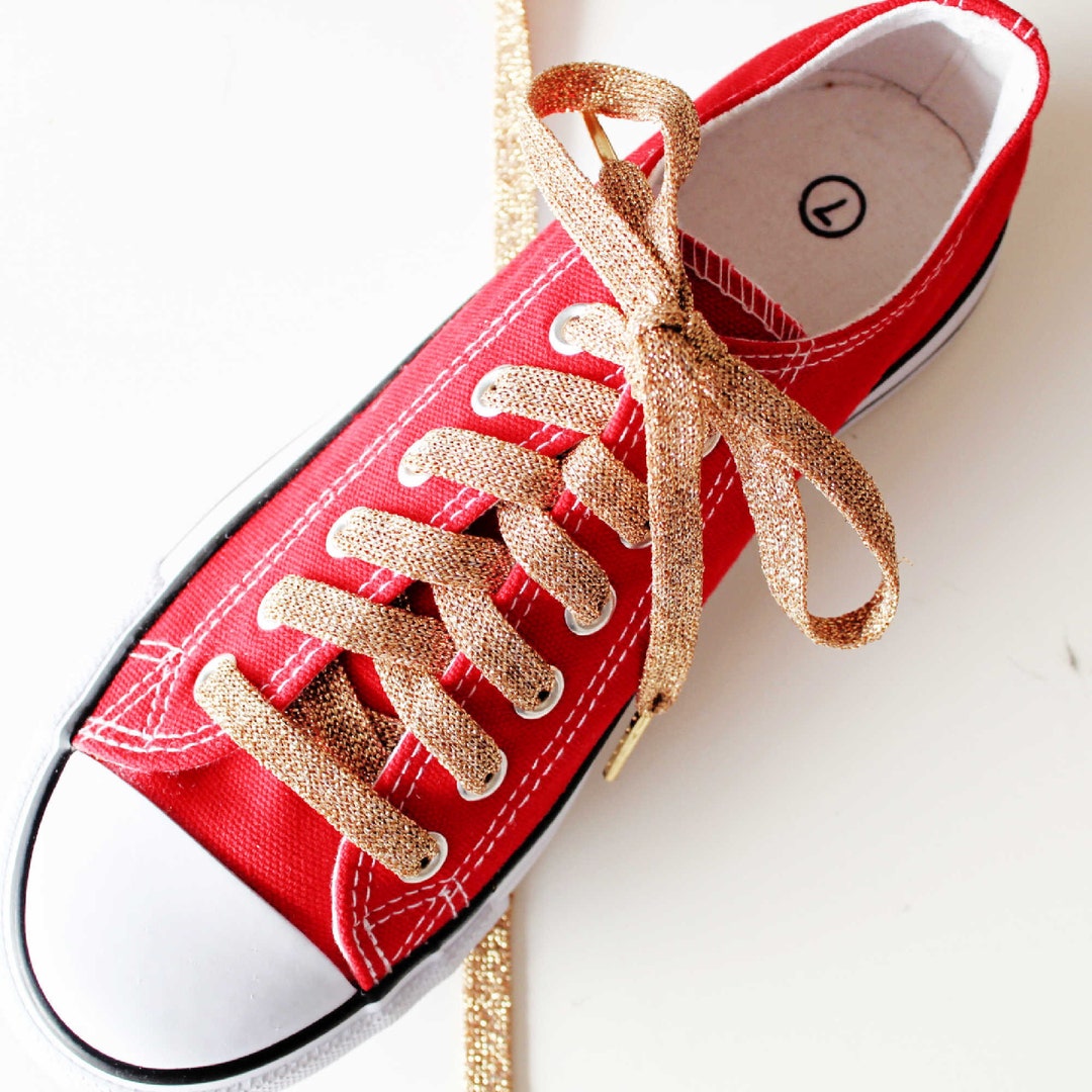 Gold Shoelaces With Gold Metal Tips Shoe Laces Shoestrings Etsy
