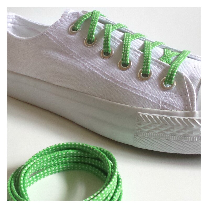 Shoelaces Green Polka Dots Shoe Laces Great on Converse Etsy