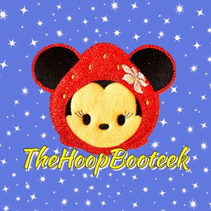 Strawberry Mouse inspired Feltie Embroidery Design. Digital download instant. ITH Project In the Hoop. minnie embellishment mickey cute