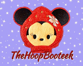 Strawberry Mouse ADD on EAR. Mickey Ears Headband. Digital embroidery design download. ITH project In the Hoop Mouse Ears Minnie Mickey