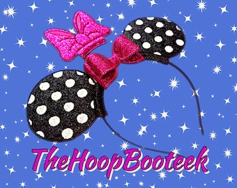 Mouse ears bow headband. Mickey Ears. Minnie ears. Digital embroidery design download. ITH project In the Hoop Halloween. Christmas cute bow
