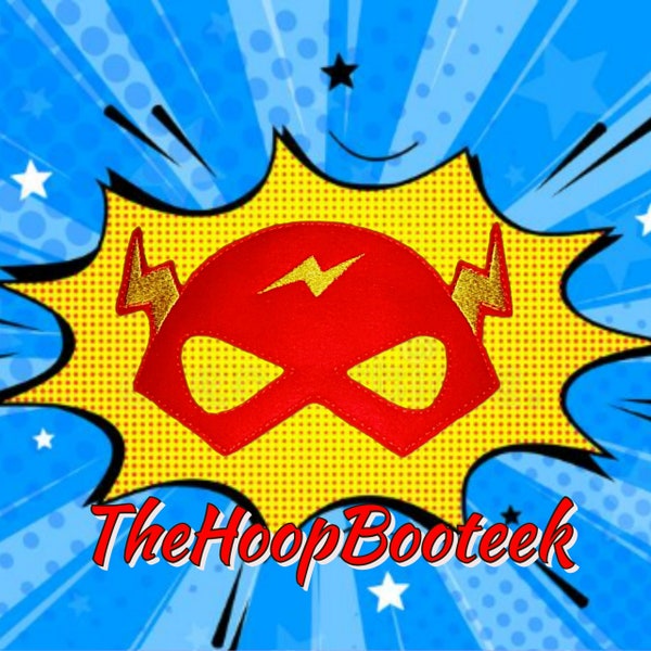 The Flash super hero inspired mask ITH Project In the Hoop Embroidery Design Costume, Cosplay, Fancy dress Masquerade Photo booth Halloween