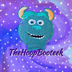 Blue Monster Inc friend ADD on EAR. Mickey Ears Headband. Digital embroidery design download. ITH project In the Hoop Mouse Ears mike sully