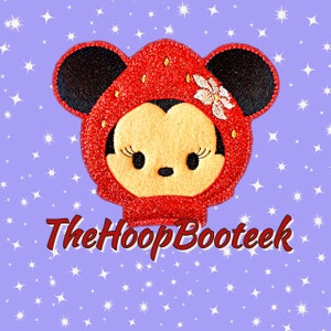 Strawberry Mouse ADD on EAR. Mickey Ears Headband. Digital embroidery design download. ITH project In the Hoop Mouse Ears Minnie Mickey