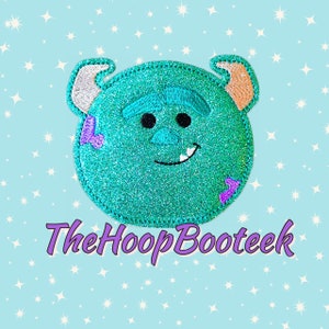 Blue Monster inspired Feltie Embroidery Design Digital download instant ITH Project In the Hoop monsters embellishment mike boo sully inc