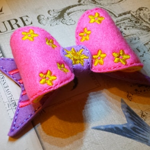 ITH little rapunzel princess inspired bow Embellishment In the Hoop Embroidery Design file instant digital download cute kawaii feltie