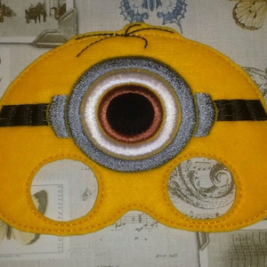 Yellow minion helper inspired mask ITH Project In the Hoop Embroidery Design Costume, Cosplay, Fancy dress Masquerade, Photo booth Halloween