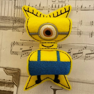 ITH minion yellow helper inspired bow Embellishment In the Hoop Embroidery Design file instant digital download cute kawaii feltie
