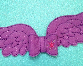 Cute Twlight colour sparkle princess Little pony inspired Bow Embroidery Design headband girls Embellishment ITH In the Hoop feltie kawaii