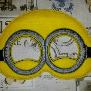 Yellow minion helper inspired maskin the hoop Project ith Embroidery Design Costume, Cosplay, Fancy dress, Masquerade, Photo booth Halloween