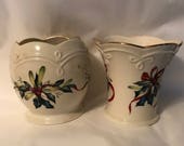 Lenox Winter Greetings by Catherine McClung- 2 piece Lenox Holiday Tableware, Lenox Bone China Votive Candle Holder
