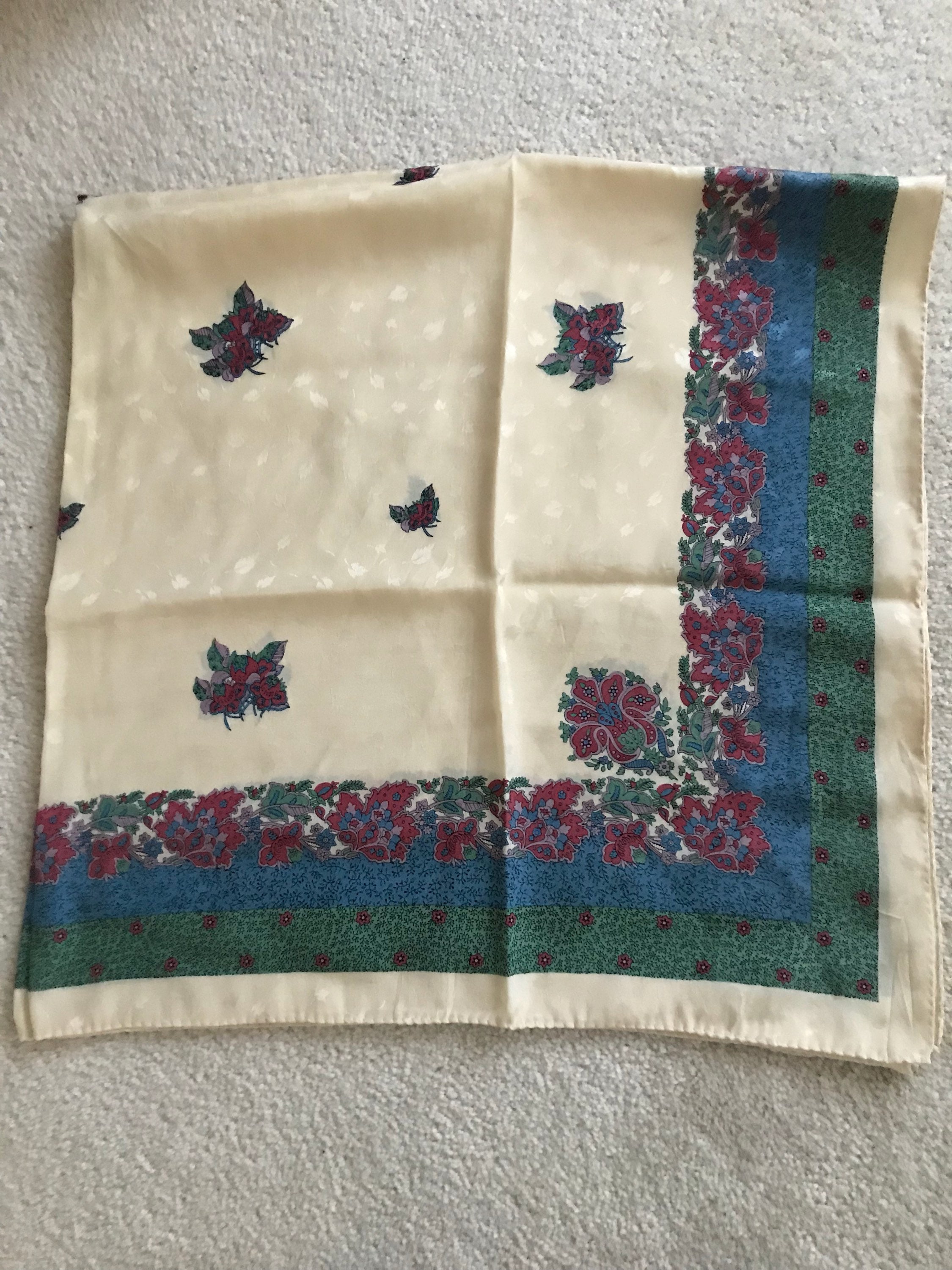 Vintage Ginnie Johansen Large Rectangle Square Floral Scarf - Etsy