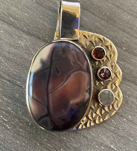 Agate and other gemstone pendant sterling silver - image 7