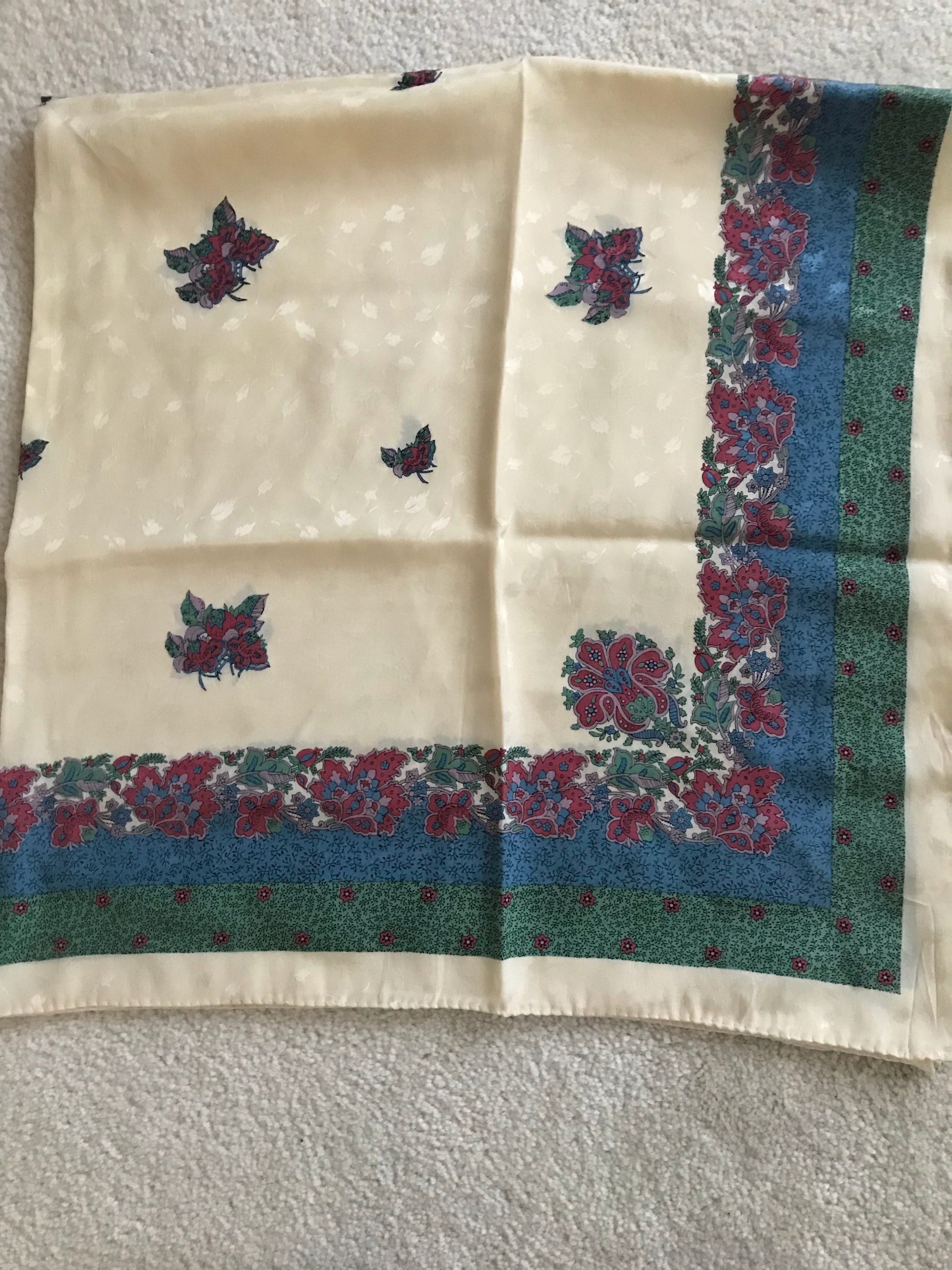 Vintage Ginnie Johansen Large Rectangle Square Floral Scarf - Etsy