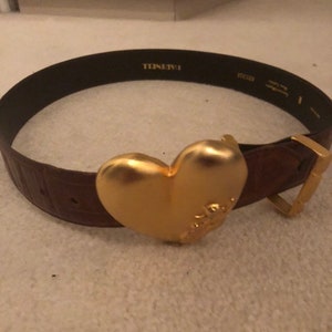 Vintage Hartnell Made in USA Alligator Calfskin Gold Buckle heart Cupid image 2