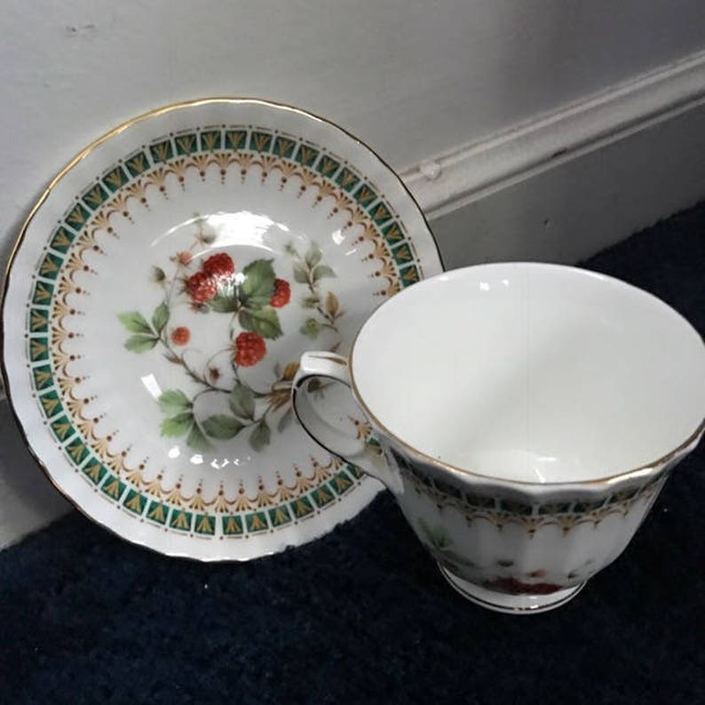 Duchess Bone China Raspberrry Tea Cup and Saucer, Tea Set, Antique Tea Cups, Made in England Etsy