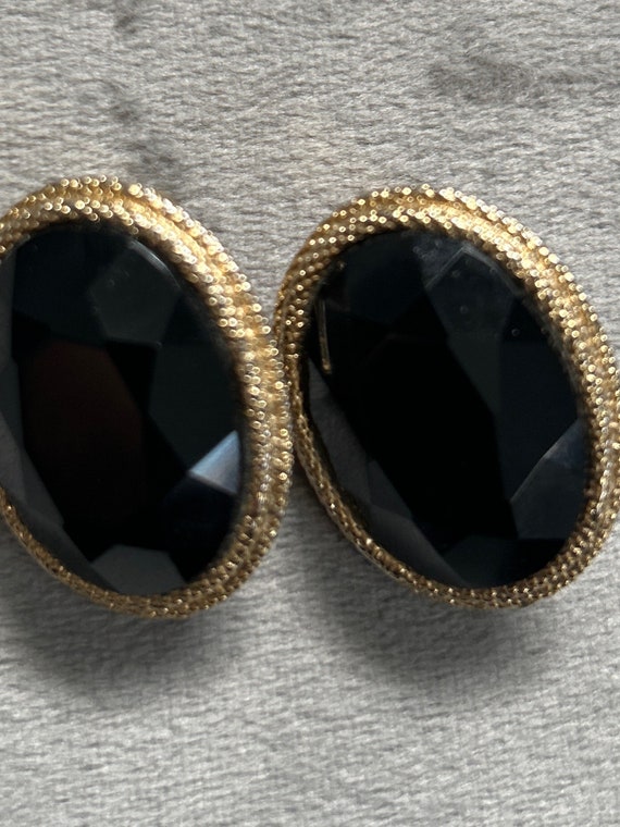 Donald Stannard smokey crystal clip on  earrings - image 1