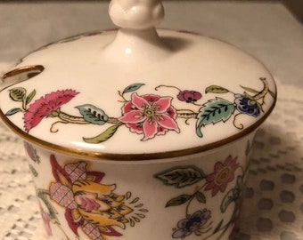 Minton Haddon Hall Marmelade Jar and Jelly lidded Chintz pattern  Gold trim