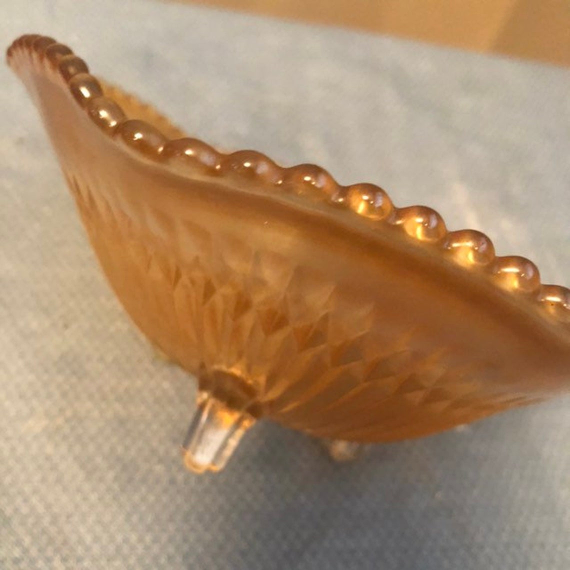 Carnival Glass Candy Dish Peach Lustre Candy Dish Carnival Etsy