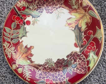 Plato decorativo navideño italiano vintage, hecho a mano en cerámica JBM Made in Italy / F. Giorgi - 5 unidades disponibles