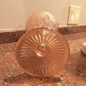 Carnival Peach Jeanette-Vintage-Marigold Iridescent Iris and Herringbone footed Vase image 4