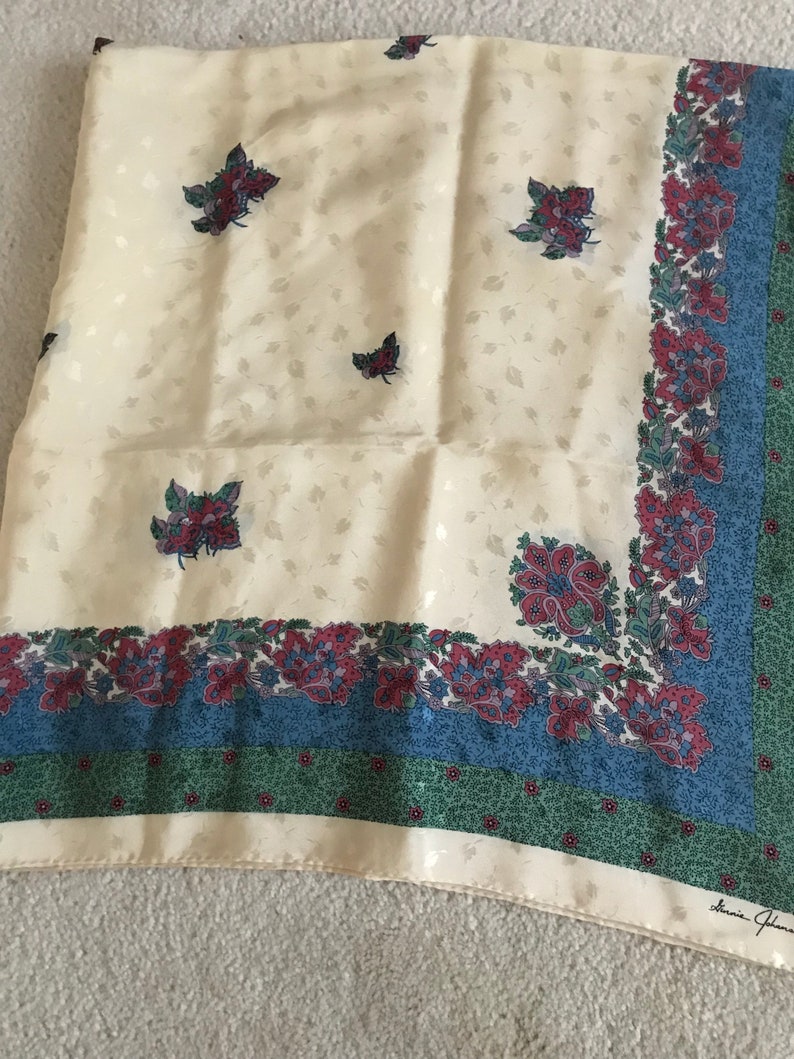 Vintage Ginnie Johansen Large Rectangle Square Floral Scarf - Etsy