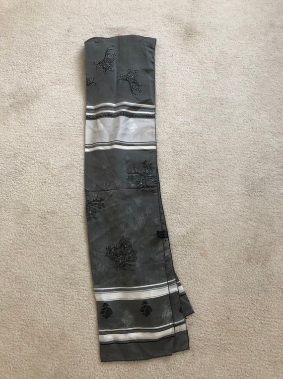 Gray Black  Silk and acetate scarf made in France,