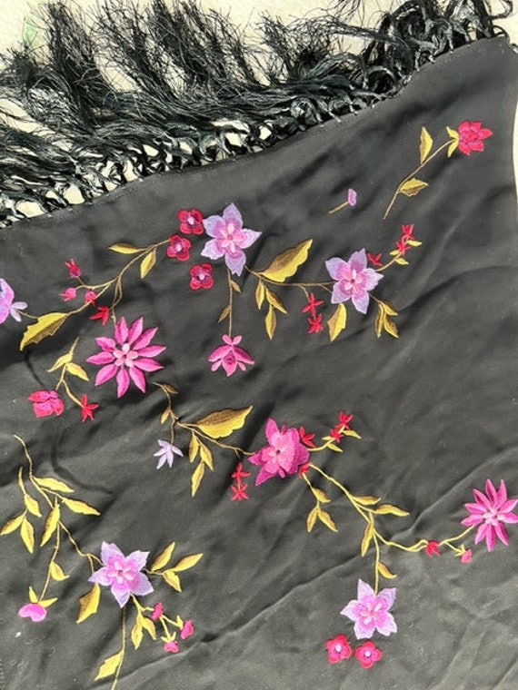 Ann Taylor Silk Embroidered floral   Square Scarf 