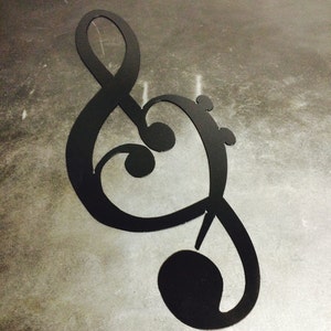 Metall Herz Violinschlüssel Wand Silhouette 16,5 &quot;x 15&quot;