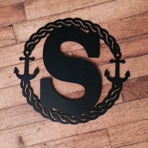 LARGE 24&quot; Metal Nautical Anchor Monogram Wreath