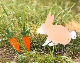 Metal {SET} Bunny Garden & Yard Stakes